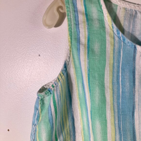 Womens Hot Cotton Striped Tank Top Green Yellow White M Linen Flaw - Picture 4 of 10